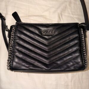 Guess Black Chevron Crossbody Bag